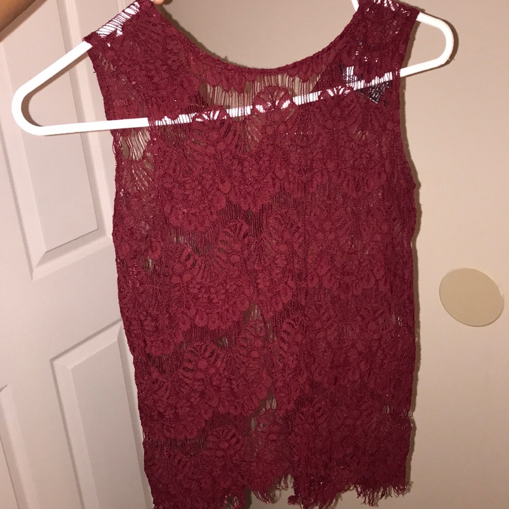 burgundy lace tank top